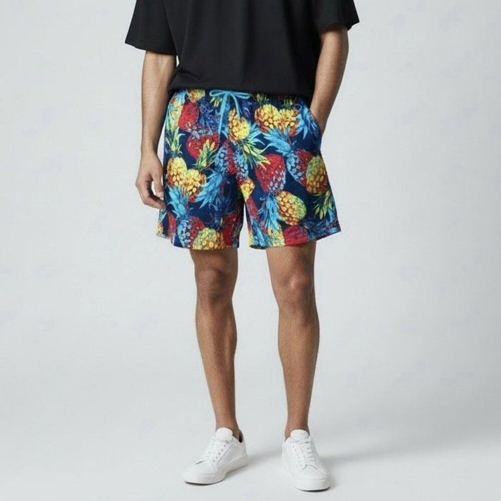 George Multicolor Hawaiian Pineapple Swim Trunks Adult Men's Medium L (32-34)